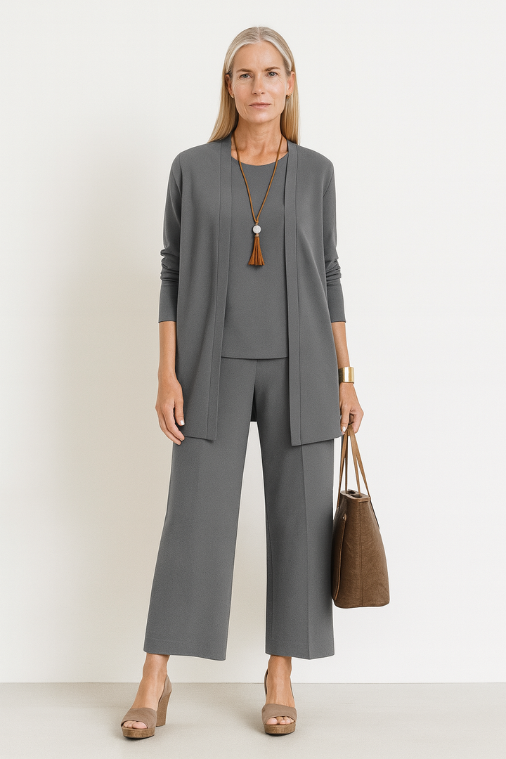Clementine | Women's Clean-Line Draping Elegant Three-Piece Set
