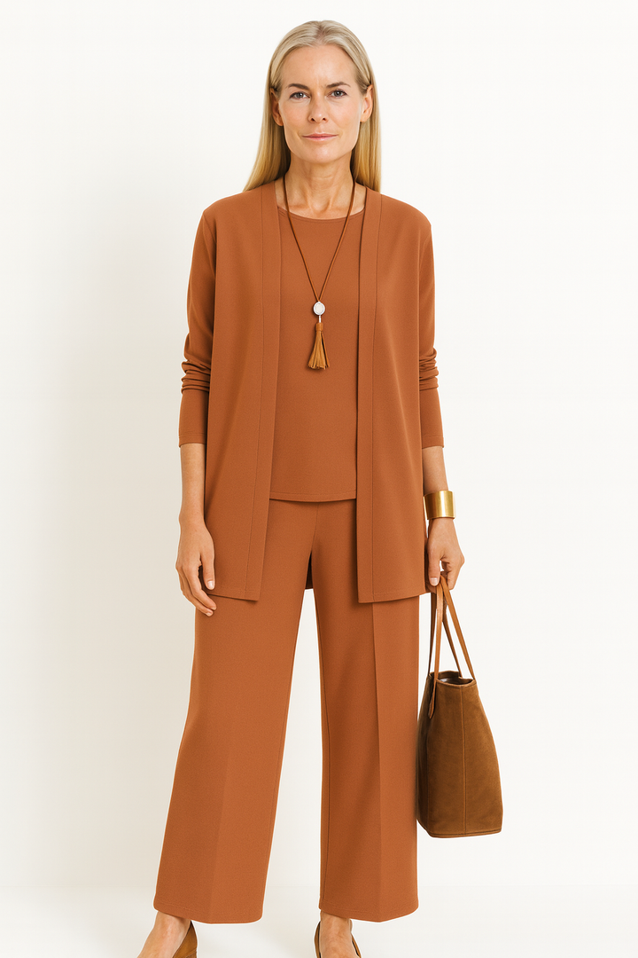 Clementine | Women's Clean-Line Draping Elegant Three-Piece Set