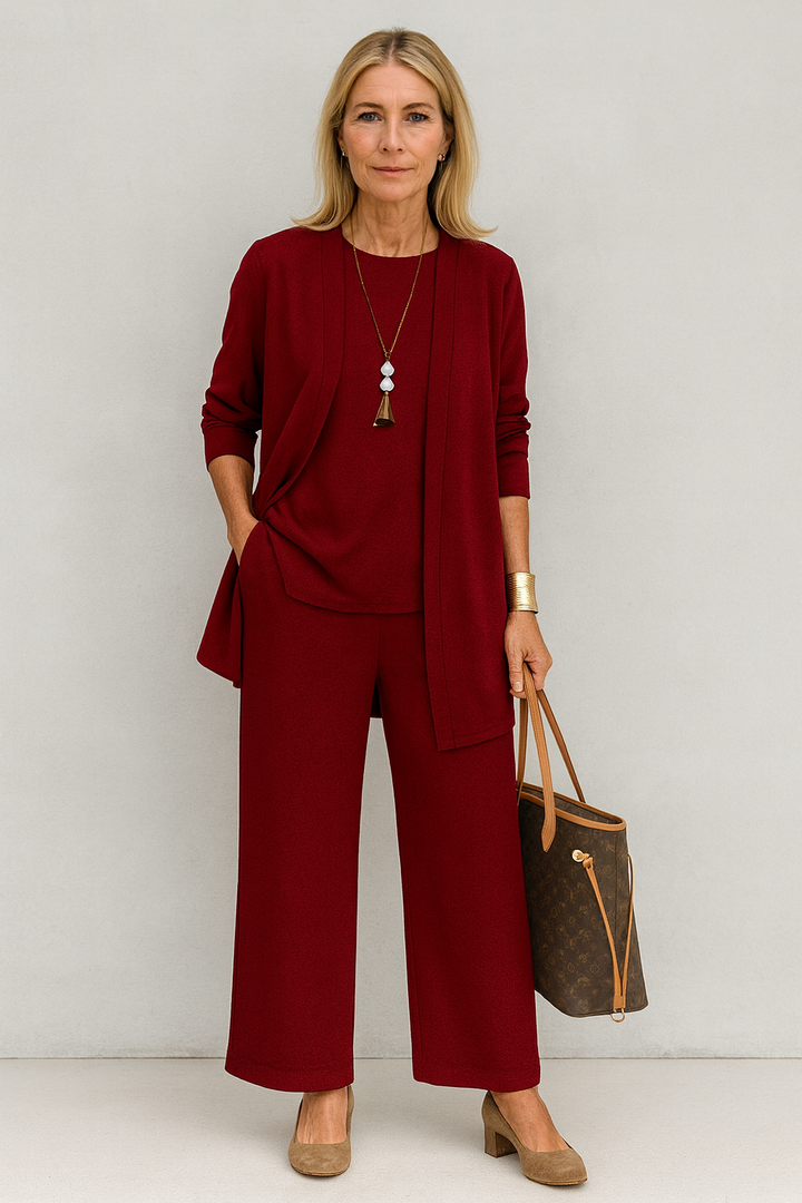 Clementine | Women's Clean-Line Draping Elegant Three-Piece Set