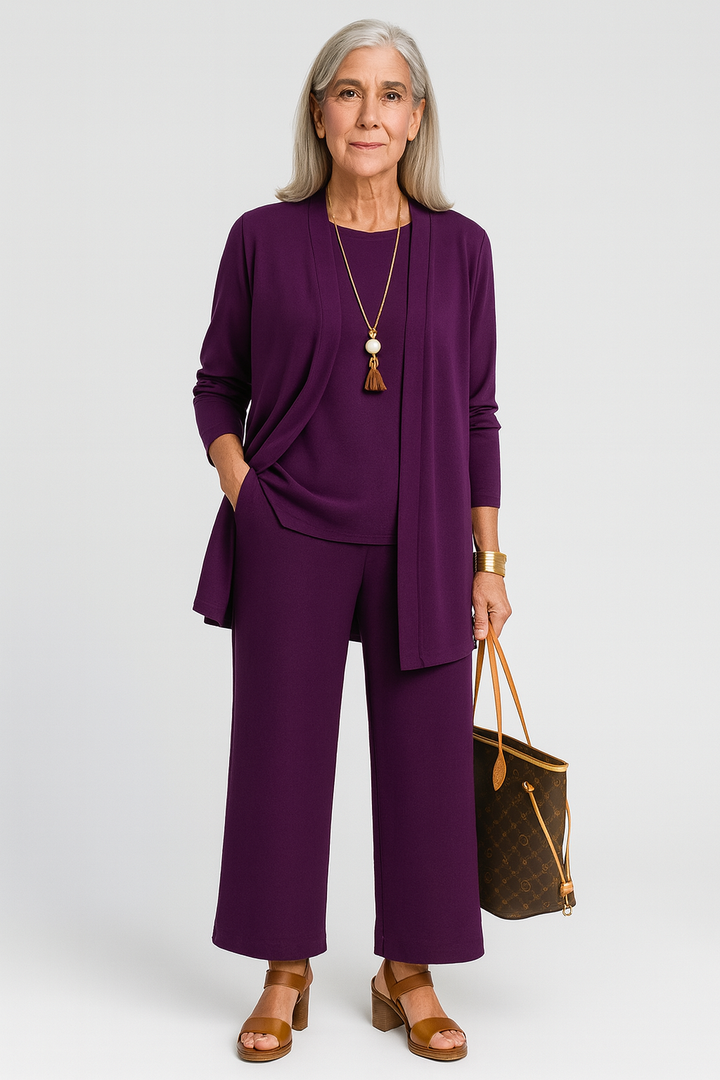 Clementine | Women's Clean-Line Draping Elegant Three-Piece Set