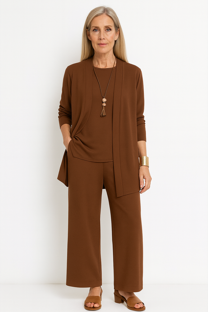 Clementine | Women's Clean-Line Draping Elegant Three-Piece Set