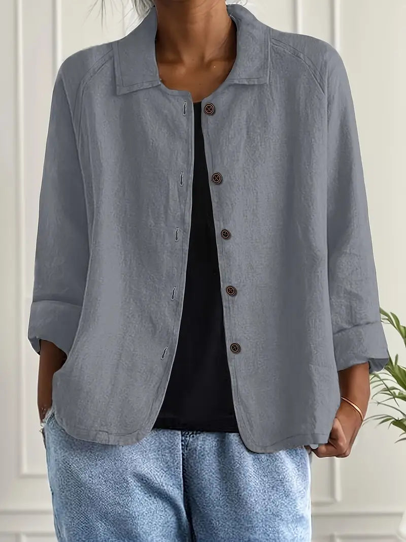 Clementine | Women's Oversized Button-Down Linen Blend Blouse