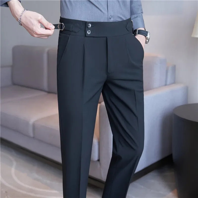 Clifford | Men's Double-Pleat High-Waist Tapered Trousers