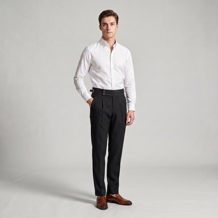 Clifford | Men's Double-Pleat High-Waist Tapered Trousers