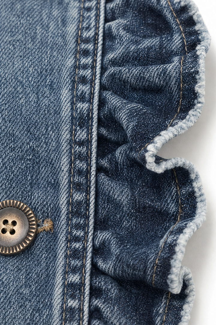 Isaure | Women's Ruffle-Trimmed Trucker Jacket with Button Front