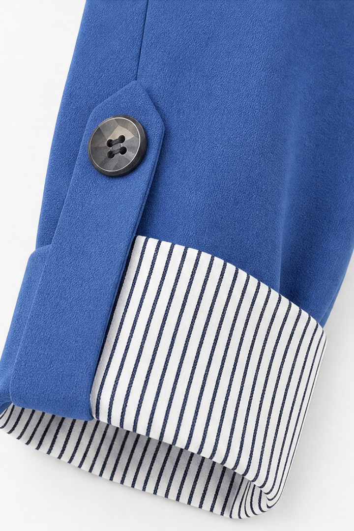 Berangere | Women's Roll-Sleeve Blazer with Striped Cuff Lining