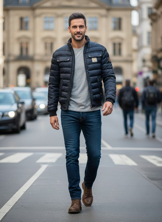 Clovis | Men's Quilted Puffer Bomber Jacket