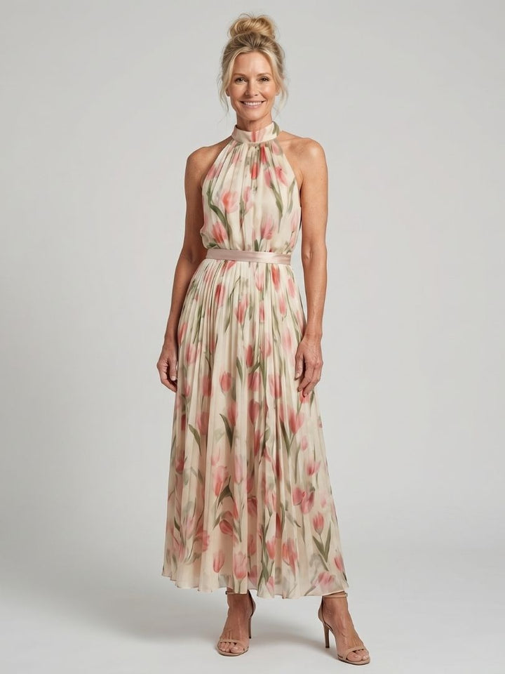 Coralie | Women's Halter Neck Floral Lightweight Midi Dress