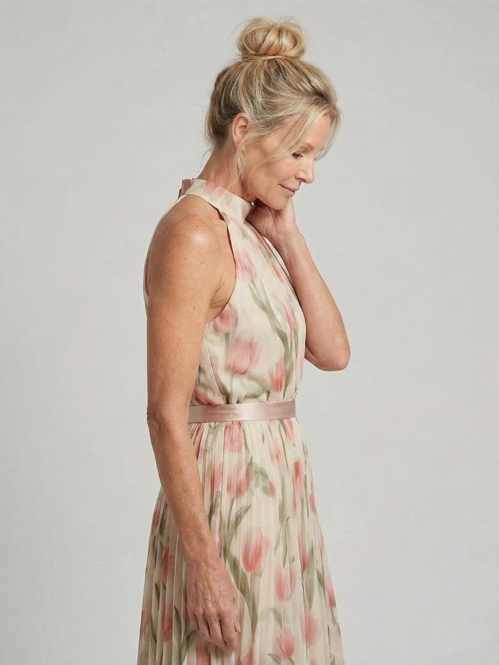 Coralie | Women's Halter Neck Floral Lightweight Midi Dress