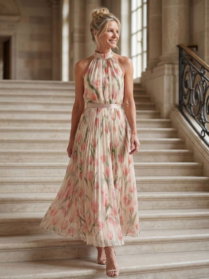 Coralie | Women's Halter Neck Floral Lightweight Midi Dress