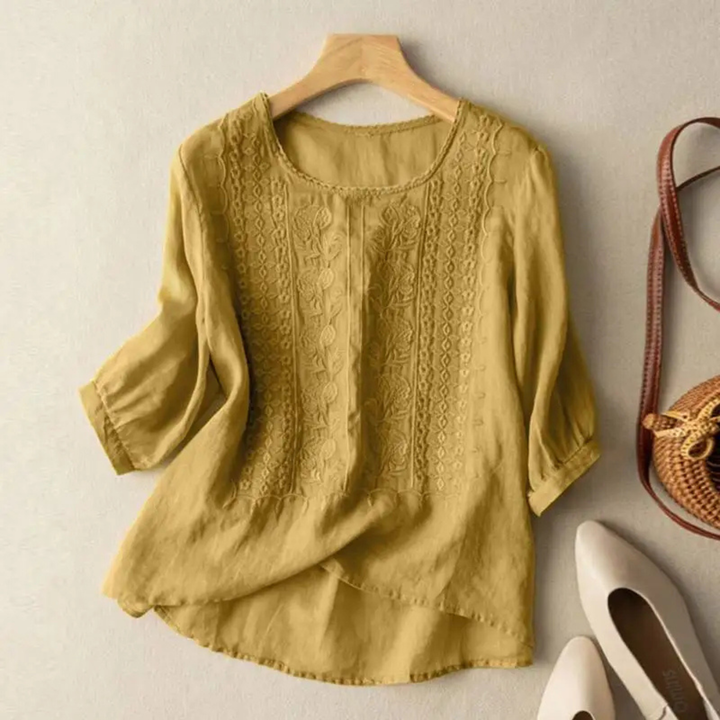 Cordelia | Women's Cotton Embroidered 3/4 Sleeve Blouse