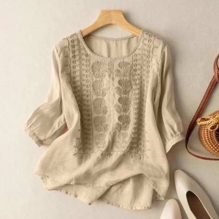Cordelia | Women's Cotton Embroidered 3/4 Sleeve Blouse