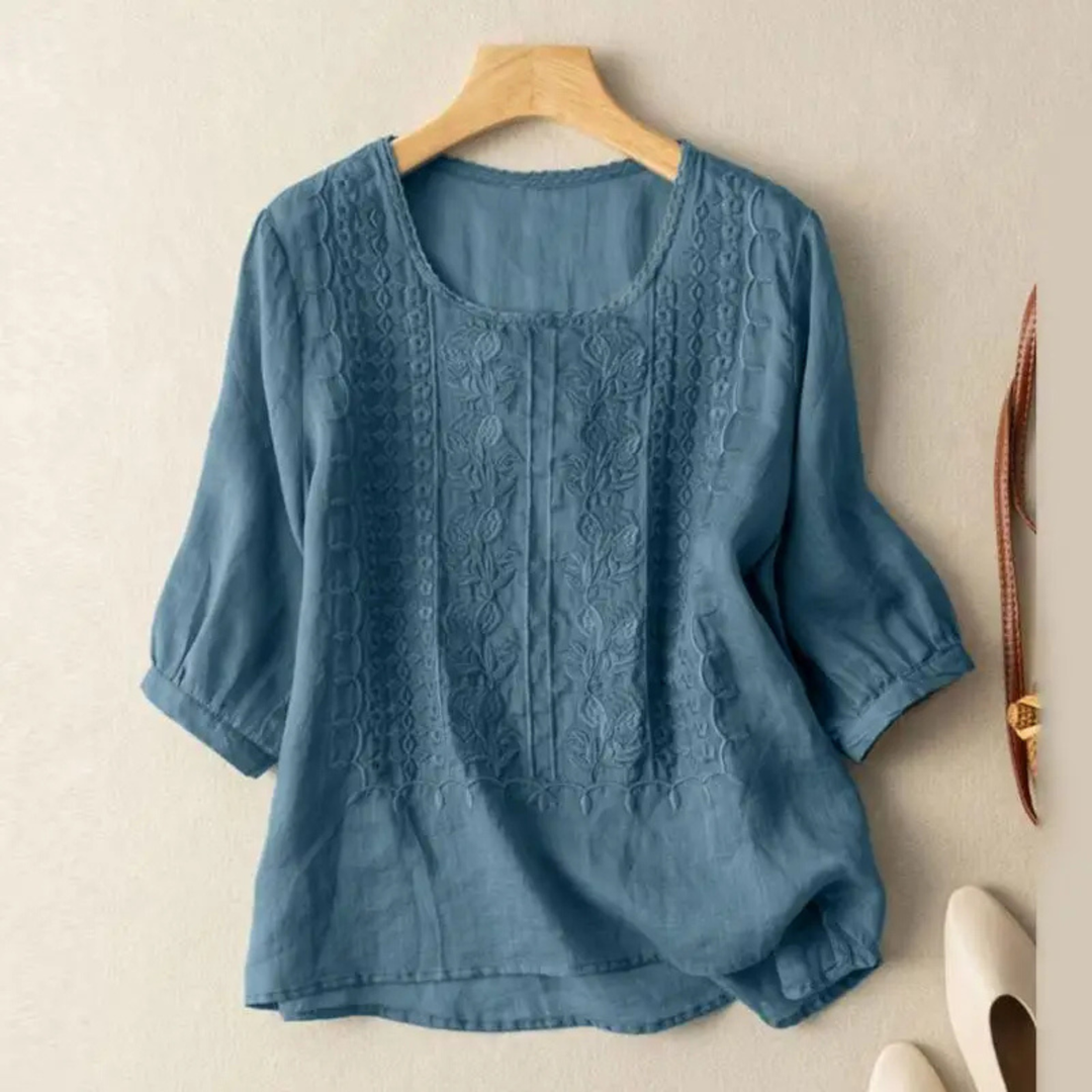 Cordelia | Women's Cotton Embroidered 3/4 Sleeve Blouse