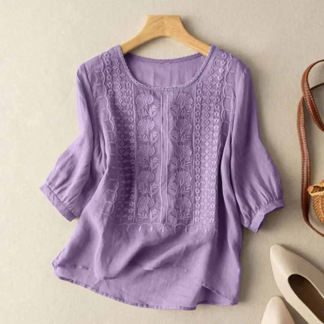 Cordelia | Women's Cotton Embroidered 3/4 Sleeve Blouse