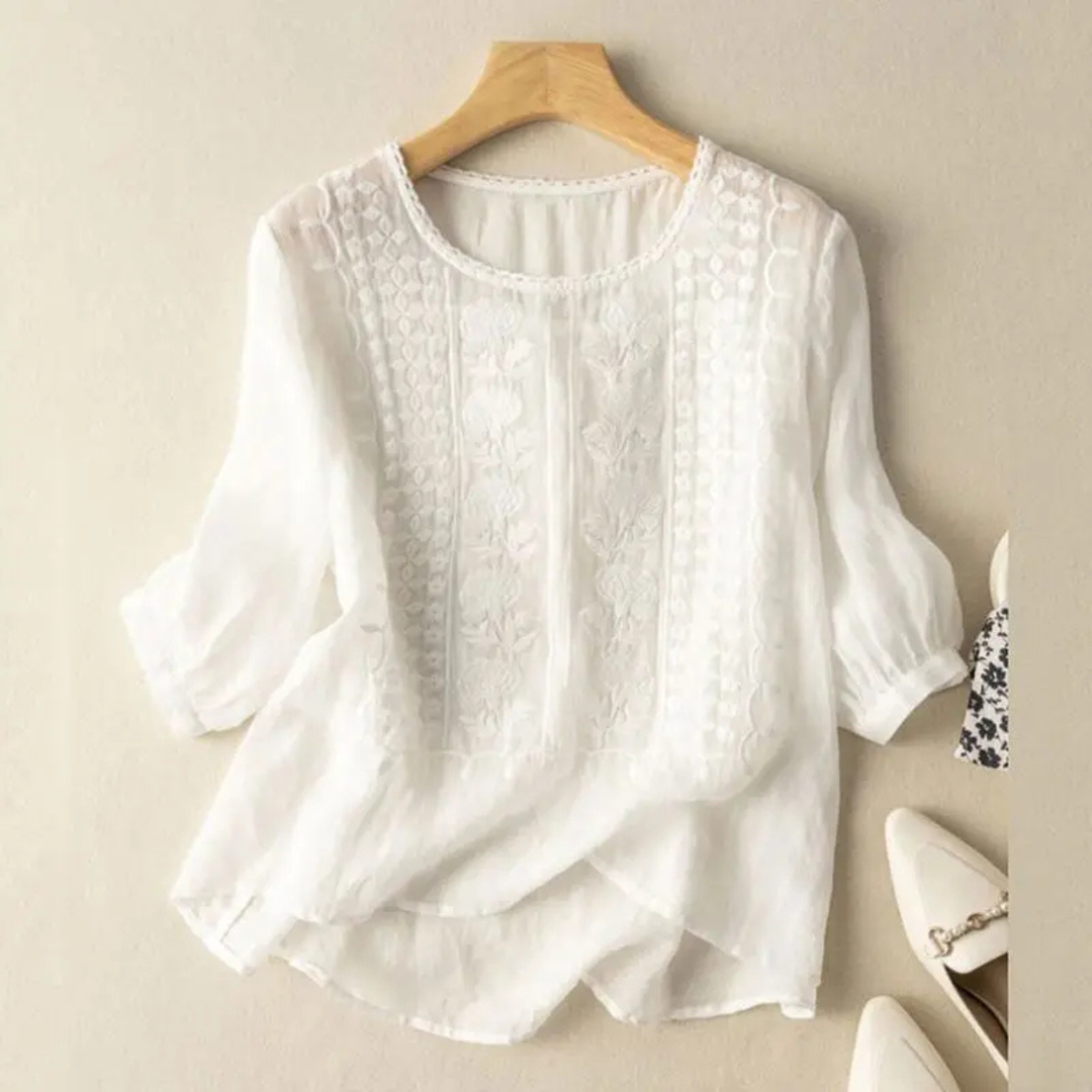 Cordelia | Women's Cotton Embroidered 3/4 Sleeve Blouse