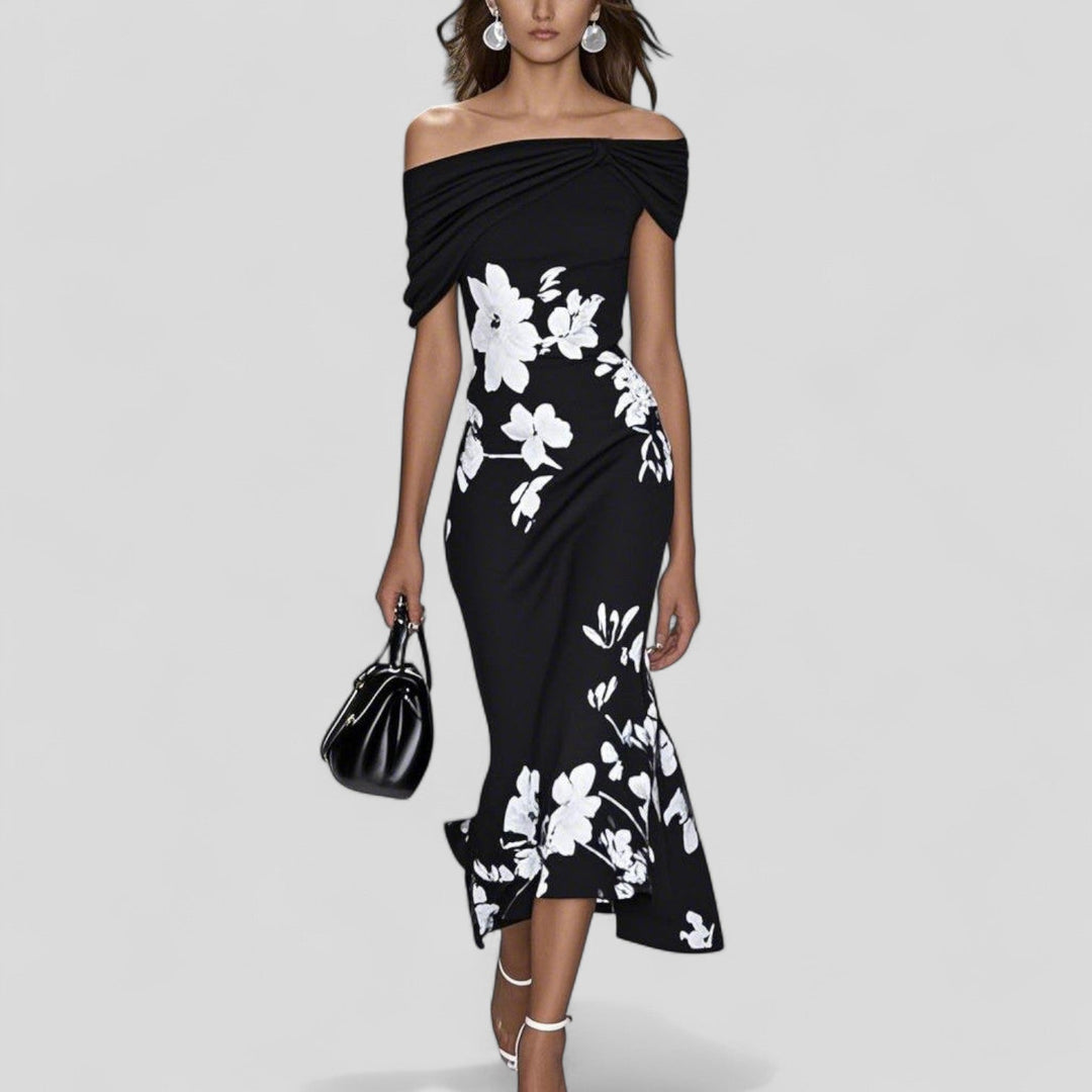 Cordelia | Women's Elegant Defined Waist Midi Dress