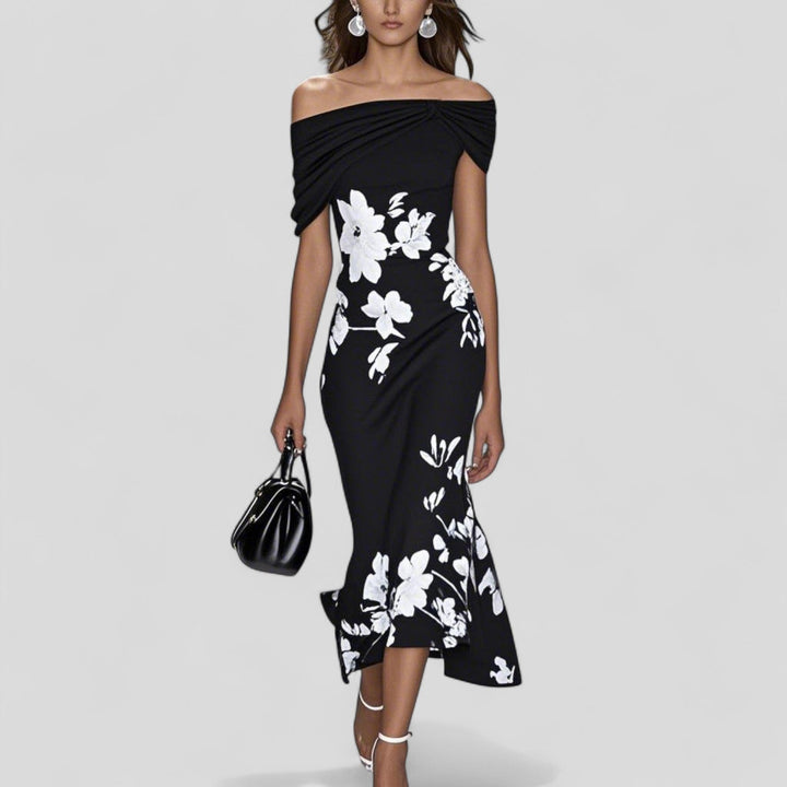 Cordelia | Women's Elegant Defined Waist Midi Dress