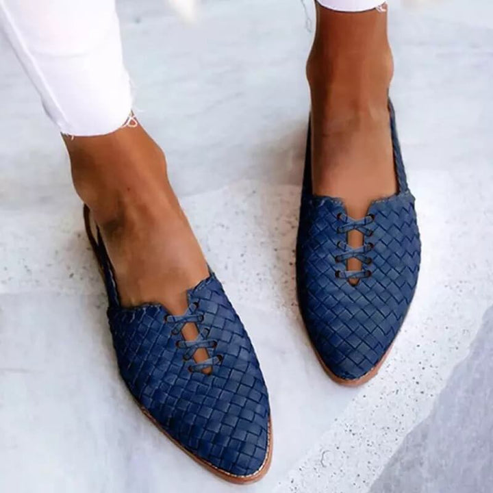 Cordelia | Women's Pointed-Toe Woven Leather Mule Sandals