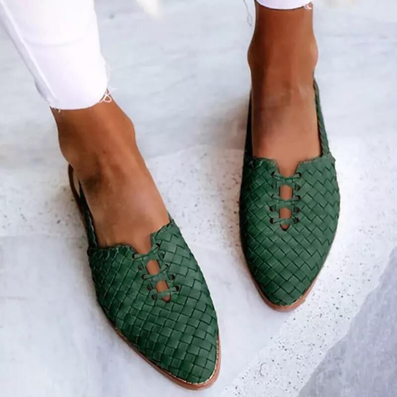 Cordelia | Women's Pointed-Toe Woven Leather Mule Sandals