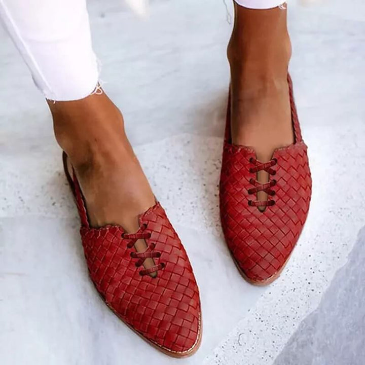 Cordelia | Women's Pointed-Toe Woven Leather Mule Sandals