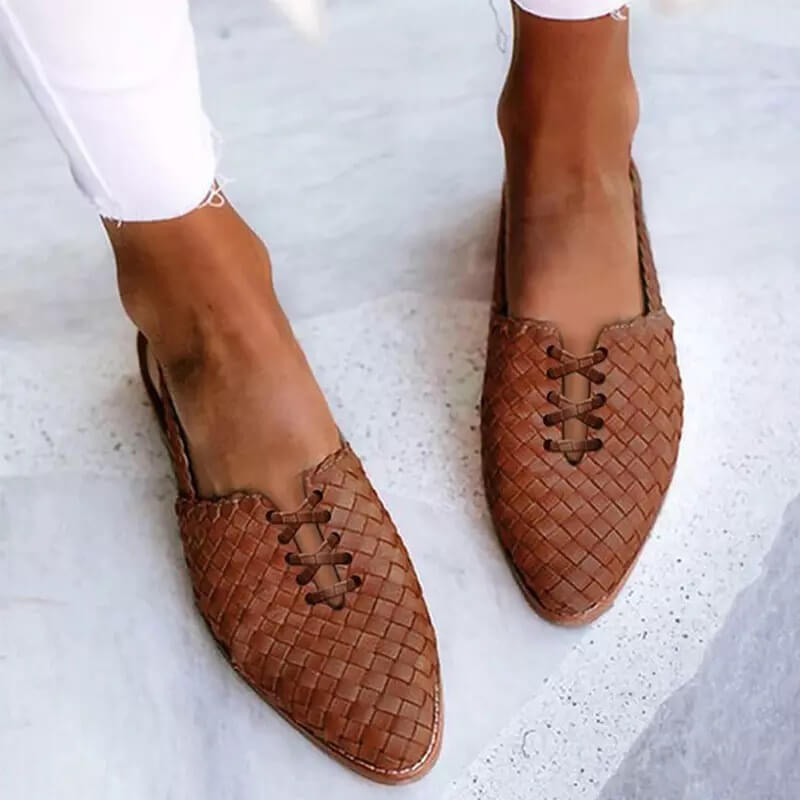 Cordelia | Women's Pointed-Toe Woven Leather Mule Sandals