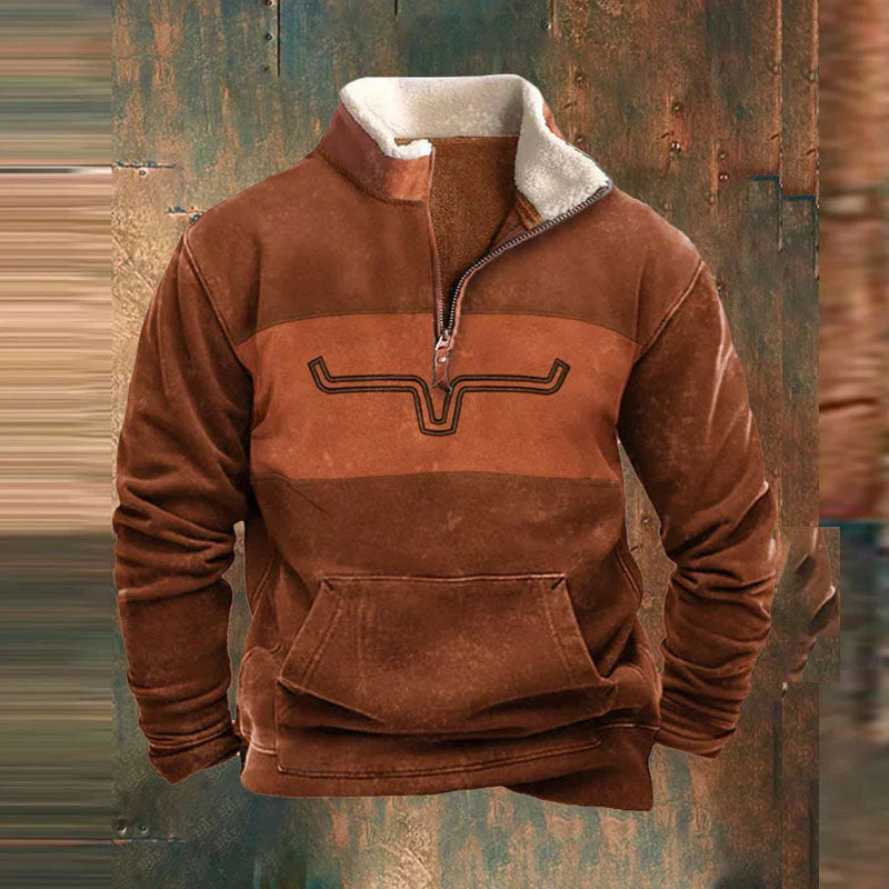 Corwin | Men's Patterned-Sleeve Half-Zip Hoodie