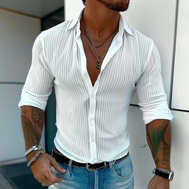Cullen | Men's Striped Faux Two-Piece Linen Blend Shirt