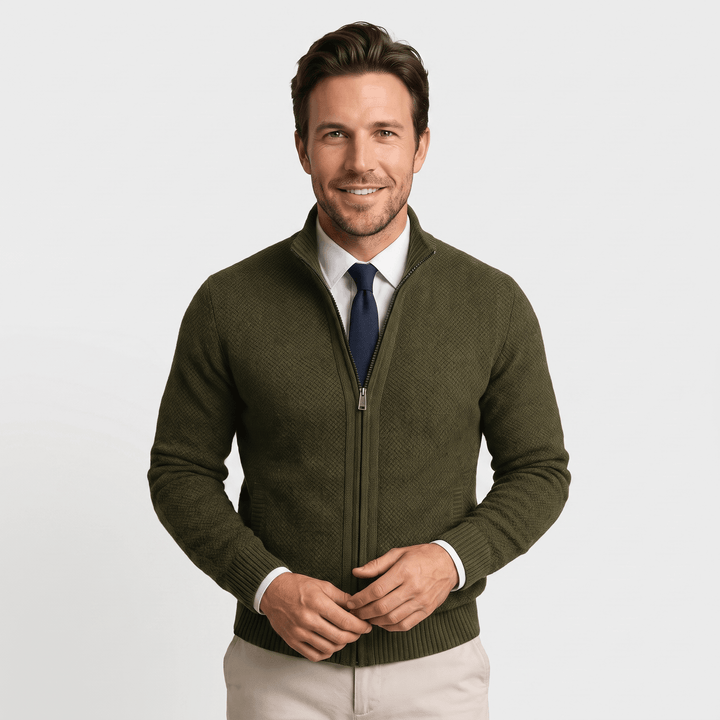 Culver | Men's Textured Knit Stand-Collar Cardigan