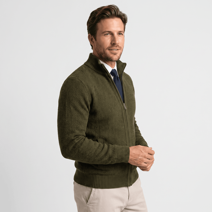 Culver | Men's Textured Knit Stand-Collar Cardigan