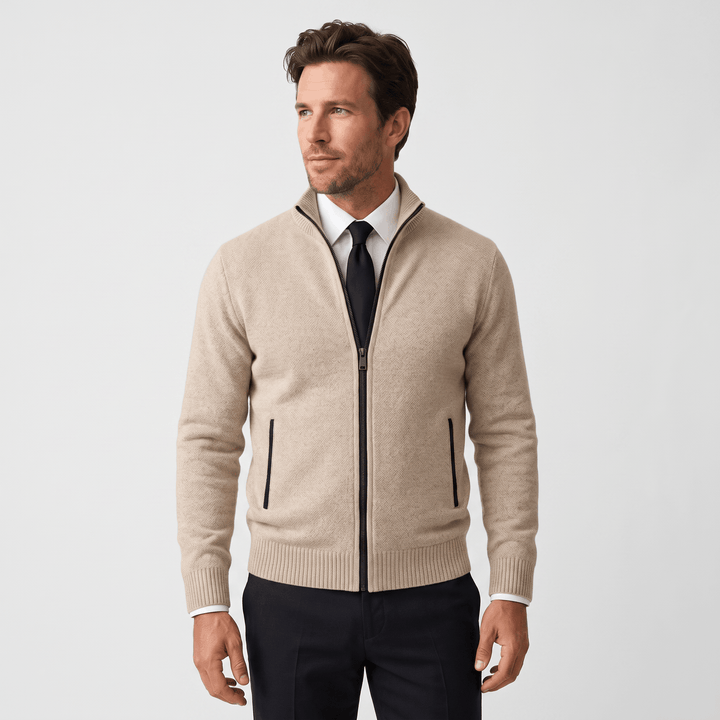 Culver | Men's Textured Knit Stand-Collar Cardigan