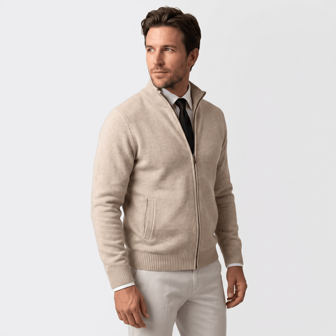 Culver | Men's Textured Knit Stand-Collar Cardigan