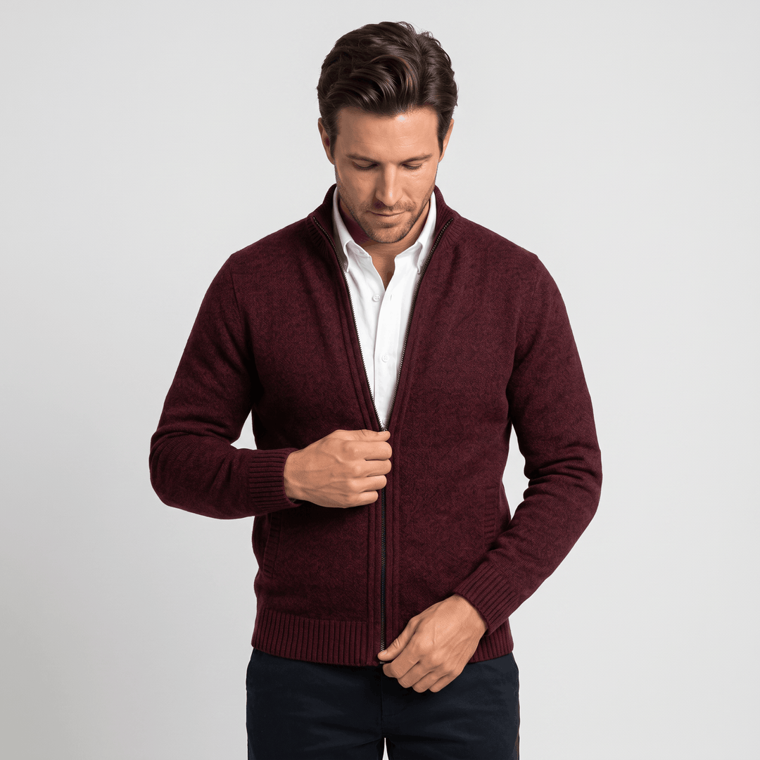Culver | Men's Textured Knit Stand-Collar Cardigan