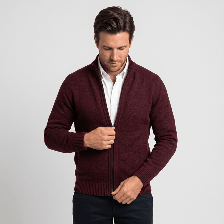 Culver | Men's Textured Knit Stand-Collar Cardigan