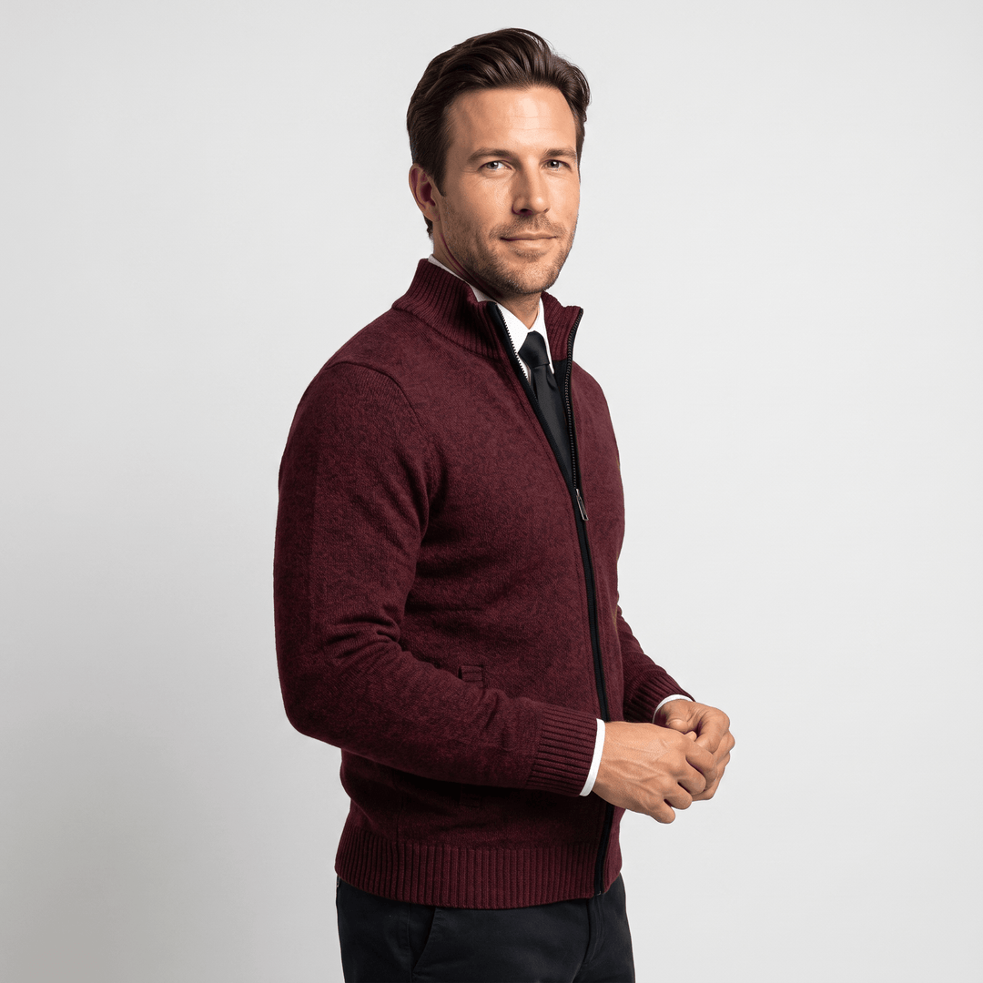 Culver | Men's Textured Knit Stand-Collar Cardigan