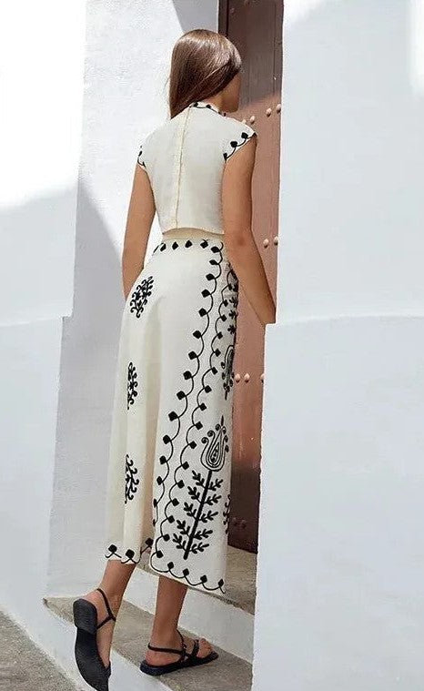 Cynthia | Women's Printed Draped Top and Skirt Set