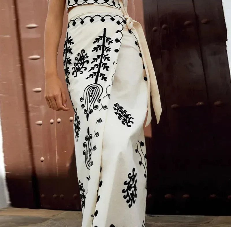 Cynthia | Women's Printed Draped Top and Skirt Set