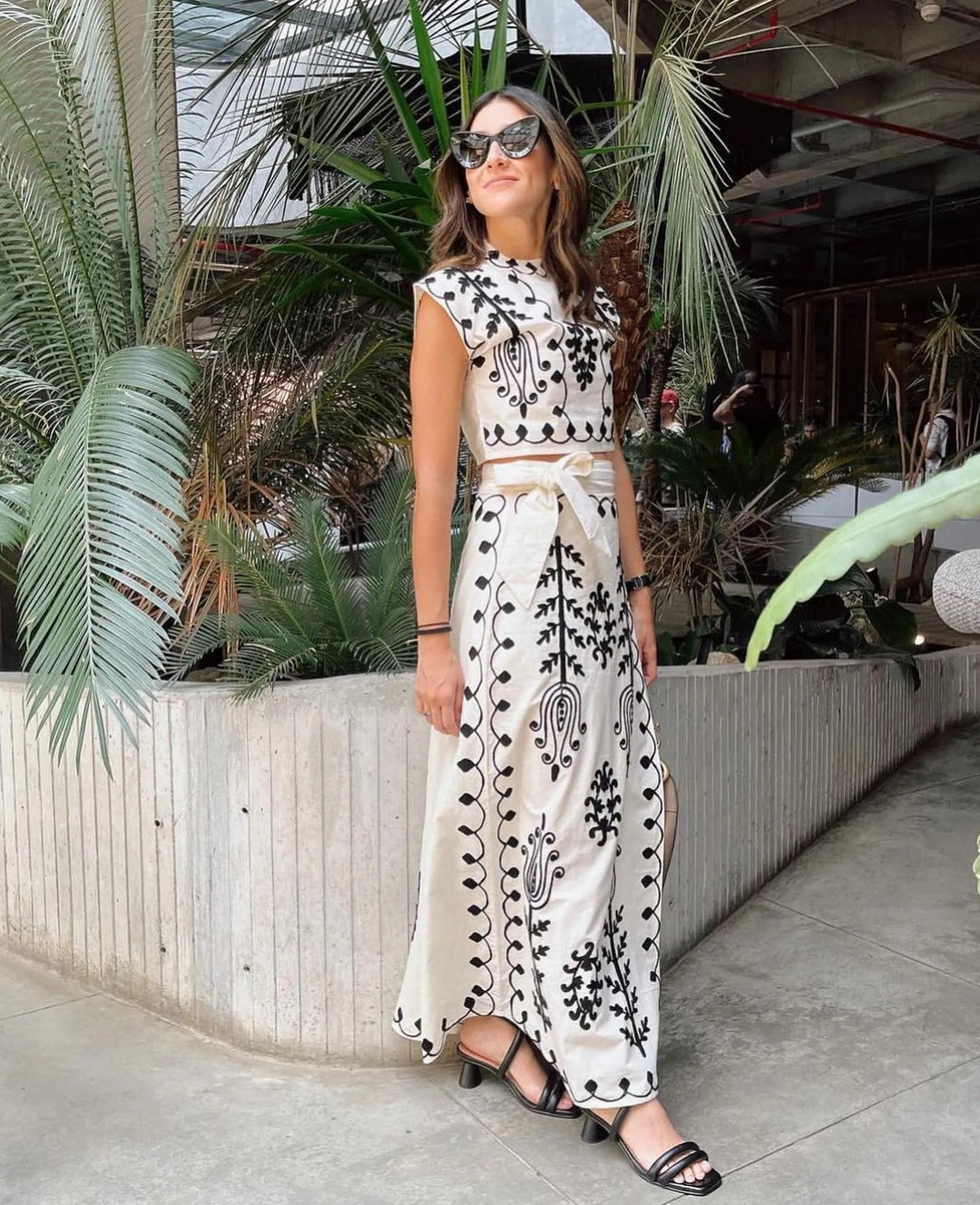Cynthia | Women's Printed Draped Top and Skirt Set