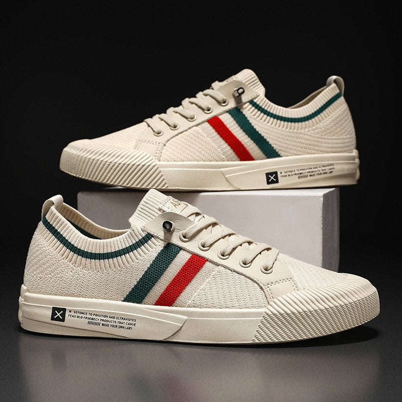 Cyrille | Men's Knit Sneakers with Contrast Side Stripes