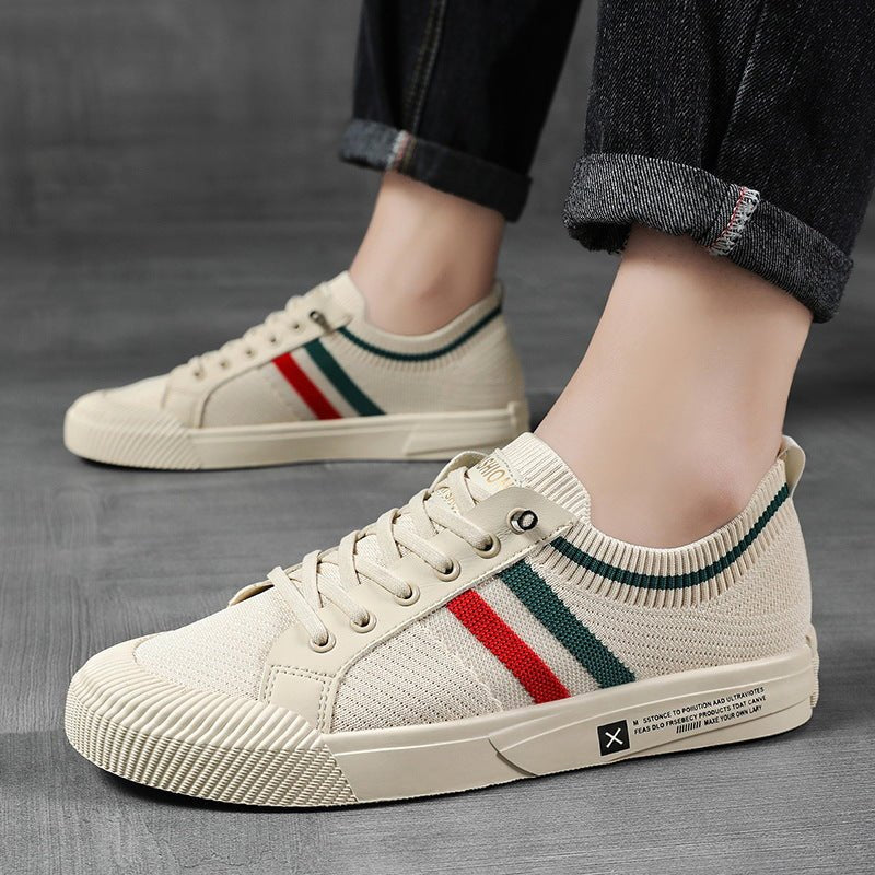 Cyrille | Men's Knit Sneakers with Contrast Side Stripes