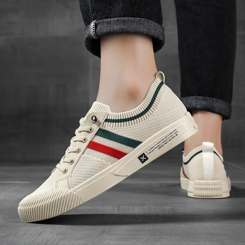 Cyrille | Men's Knit Sneakers with Contrast Side Stripes