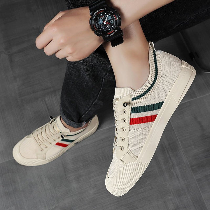 Cyrille | Men's Knit Sneakers with Contrast Side Stripes
