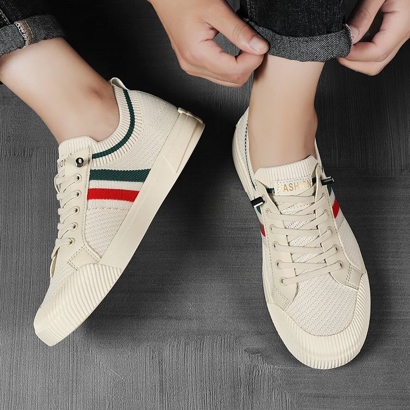 Cyrille | Men's Knit Sneakers with Contrast Side Stripes