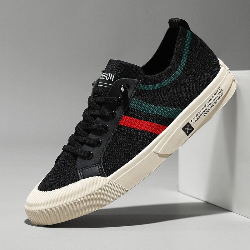 Cyrille | Men's Knit Sneakers with Contrast Side Stripes