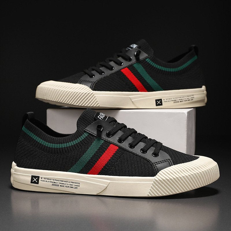 Cyrille | Men's Knit Sneakers with Contrast Side Stripes