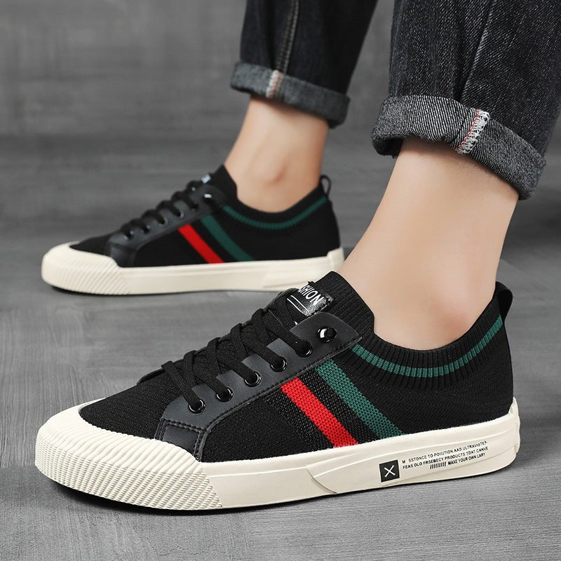 Cyrille | Men's Knit Sneakers with Contrast Side Stripes