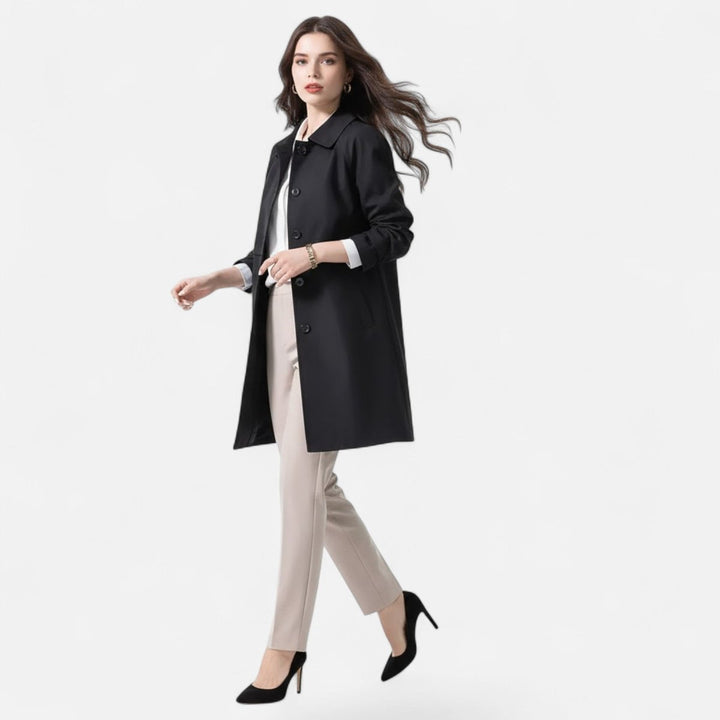Octavie | Women's Midi Double-Breasted Coat with Stand Collar