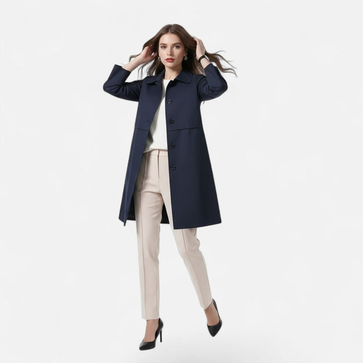 Octavie | Women's Midi Double-Breasted Coat with Stand Collar