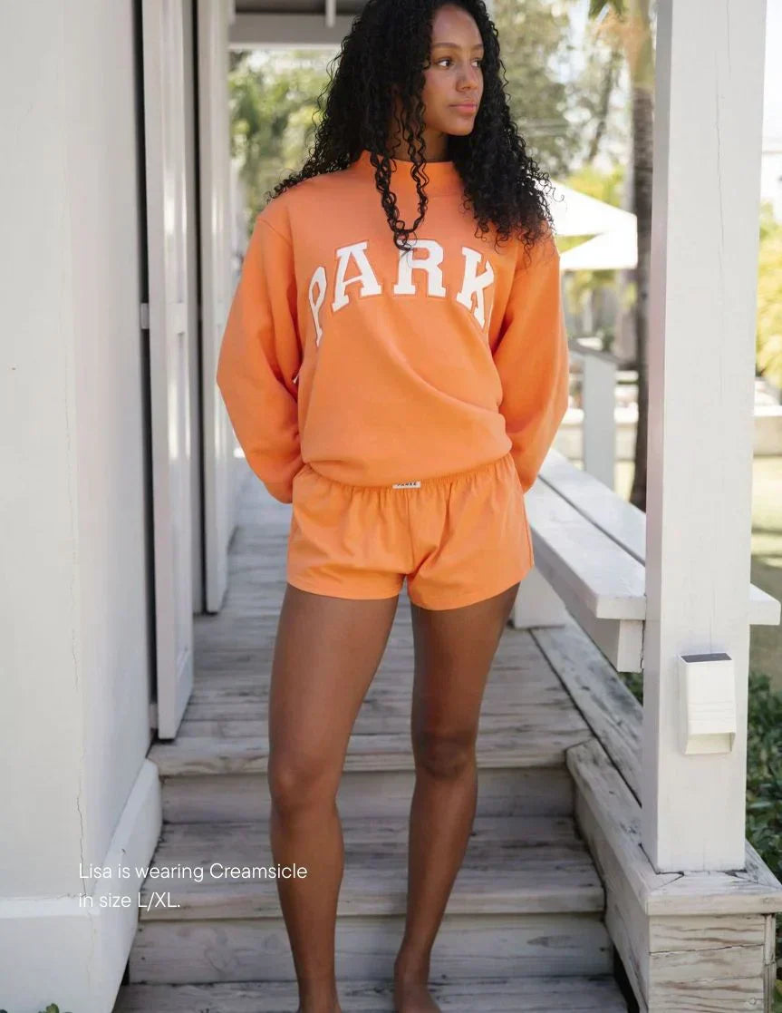 Varsity Oversized Sweatshirt Creamsicle Orange with White Letters