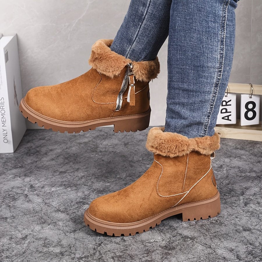 Hedwige | Women's Pile-Lined Ankle Boots with Buckle Strap