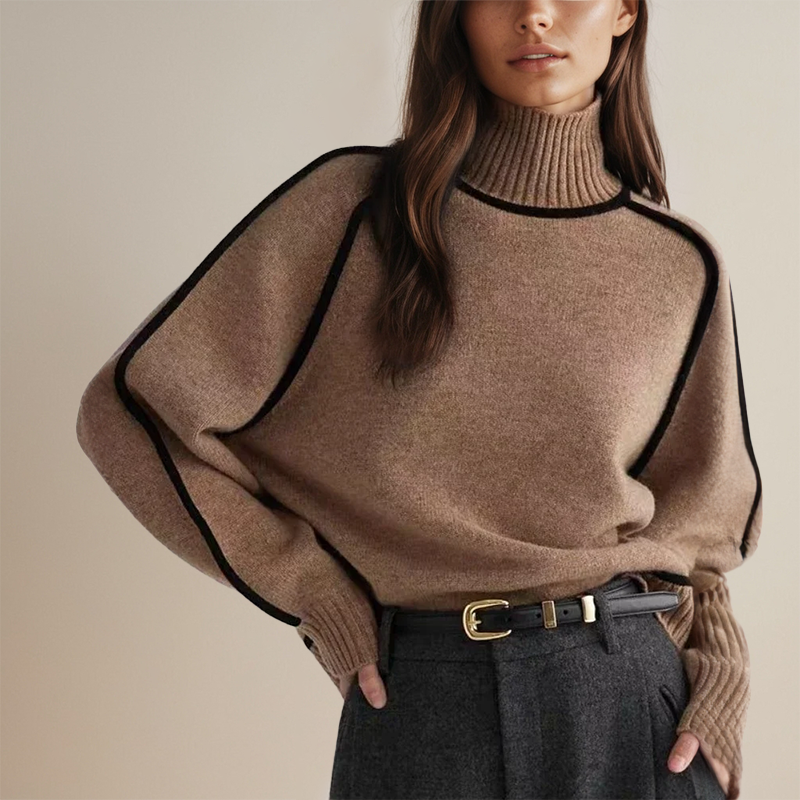 Mahaut | Women's Relaxed High Neck Sweater with Seam Detail